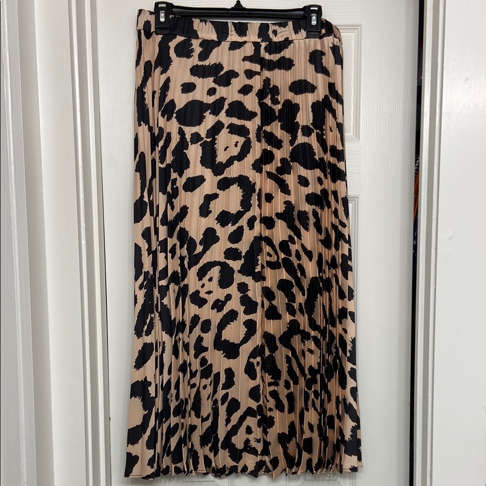 Sanctuary Black and Tan Animal Print Midi Skirt